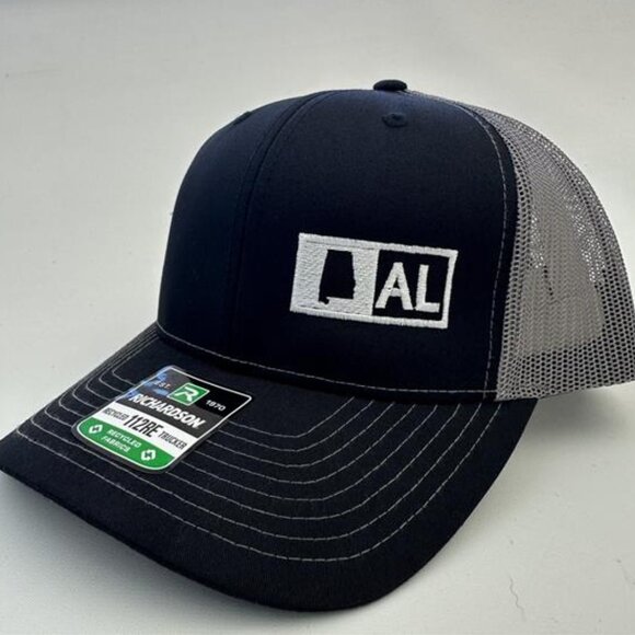 Alabama State Retro Richardson 112 Trucker Cap Hat Mesh Snapback Black & Gray